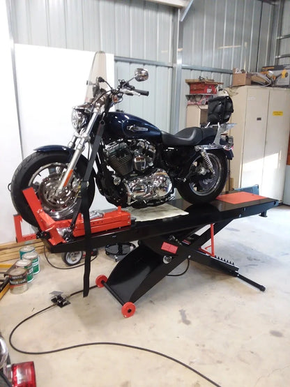 Black Widow Professional Motorcycle Shop Kit | Model BW-SK-P | Lift Table 105.5" x 24" | Capacity 1,500 lb | For Street, Touring & Cruiser Motorcycles