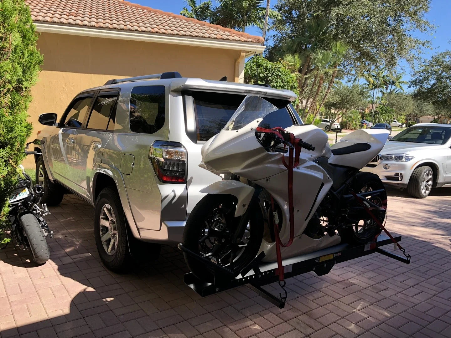 Black Widow Heavy Duty Motorcycle Carrier | Model MCC-600 | Track Size 79" x 7.75" | Capacity 600 lb | For Class III & IV Hitches