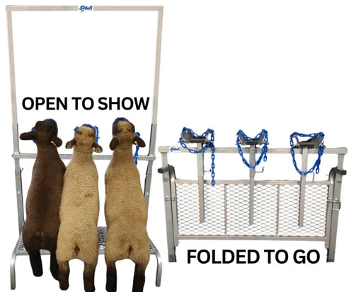 Sydell Showman's Best Fold & Go Show Rail | #0739 / #0739S | Adjustable Width | 3 Heads | For Sheep & Goats
