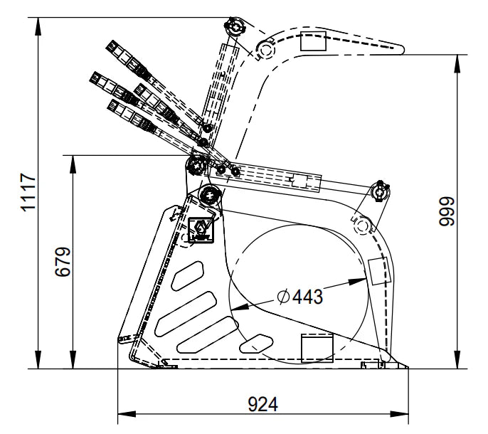 Landy Attachments Skeleton Rock Grapple Bucket | Model S-RRGB1120 | Width 44" | 16 GPM | For Skid Steers & Loaders