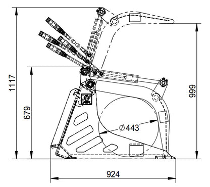 Landy Attachments Skeleton Rock Grapple Bucket | Model S-RRGB1120 | Width 44" | 16 GPM | For Skid Steers & Loaders