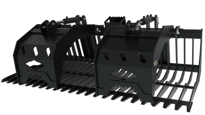 Top Dog Attachments HD Brush Bucket with Grapple | Width 68" to 82" | Weight 937 to 1065 lbs | Oil Flow Range 15 to 25 GPM | For Skid Steer