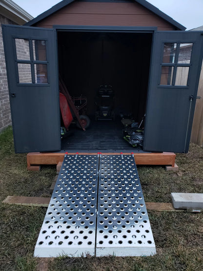 Black Widow Punch Plate Bi-Fold ATV Ramp | Model BFP-7044 | Size 71.25" L x 43.75" W | Capacity 1,500 lb. | Horsepower 4 To 90+ HP | For ATV, UTV & Lawn Equipment Loading