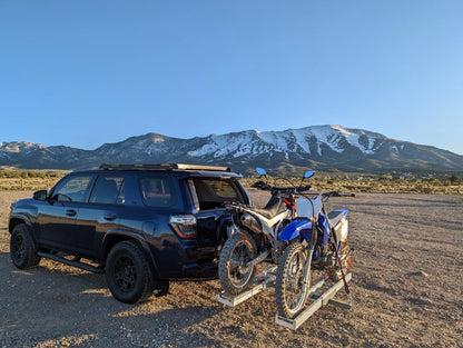 Black Widow Double Dirt Bike Carrier | Model AMC-600-2 | Track Width 75" | Capacity 600 lb | For Class III/IV 2" Hitch Motorcycle & EBike