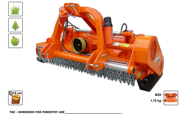 Rinieri Forestry Mower TRZ 150 - 250 Model | 60" - 97" Working Width | 60 - 130HP For Tractor