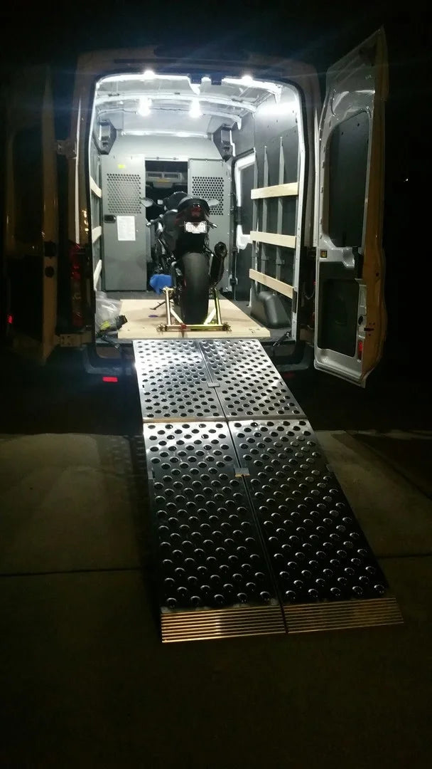 Black Widow Big Boy EZ Rizer™ Arched Folding Motorcycle Ramp | Models MF2-9638-EZ To MF2-14438-EZ | Size 8' To 12' x 38" | Capacity 2,000 To 3,000 lb | Horsepower 4 To 90+ HP | For Trucks & Trailers
