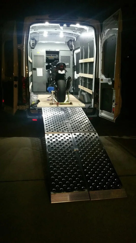 Black Widow Big Boy EZ Rizer™ Arched Folding Motorcycle Ramp | Models MF2-9638-EZ To MF2-14438-EZ | Size 8' To 12' x 38" | Capacity 2,000 To 3,000 lb | Horsepower 4 To 90+ HP | For Trucks & Trailers