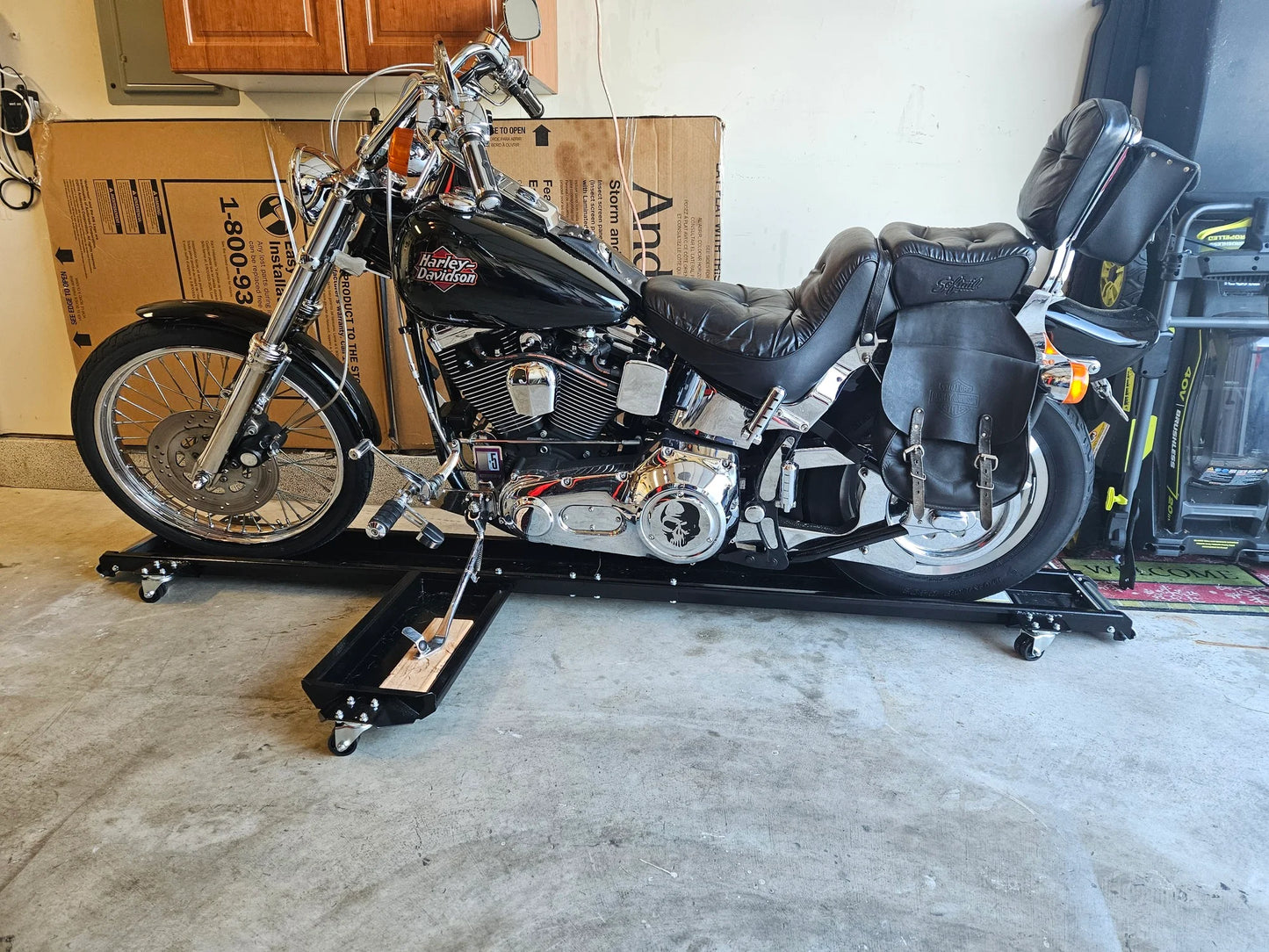 Black Widow Cruiser & Chopper Motorcycle Dolly | Model CRUISER-DOLLY | Track Size 94" x 8" | Capacity 1,250 lb | For Cruiser & Chopper Motorcycles