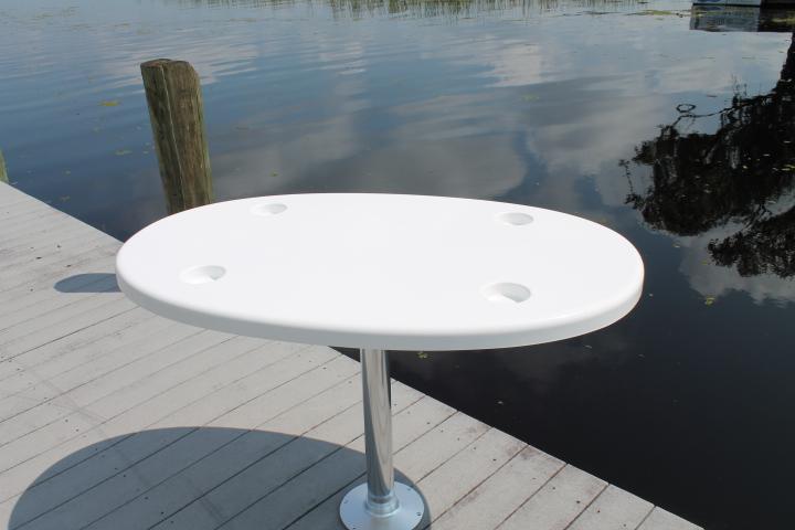 CM Marine Rough Water Oval Cockpit Table | Model RWOT47-UNIT | Size 47" x 29" x 2" | Hand‑Laid Fiberglass Marine Table | For Universal Cockpit & Deck