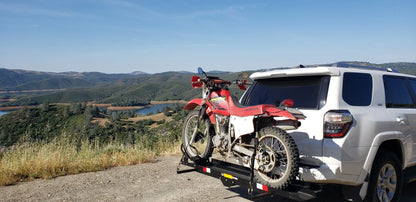 Black Widow Heavy Duty Motorcycle Carrier | Model MCC-600 | Track Size 79" x 7.75" | Capacity 600 lb | For Class III & IV Hitches