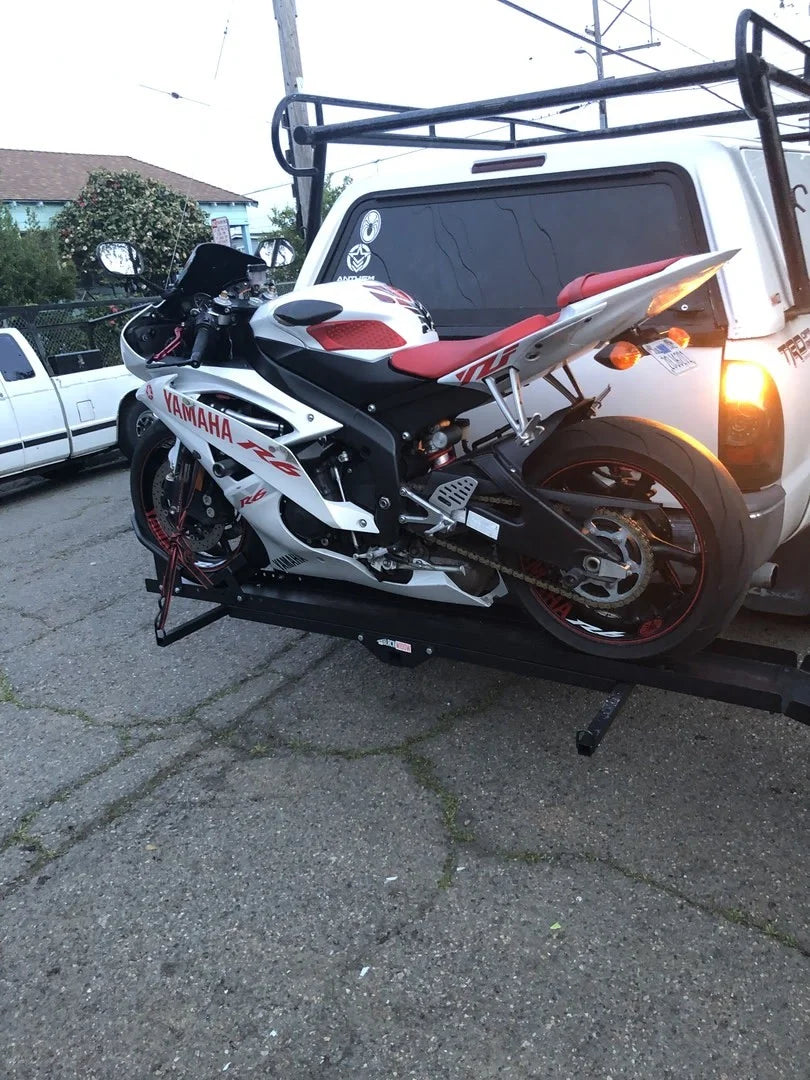 Black Widow Heavy Duty Motorcycle Carrier | Model MCC-600 | Track Size 79" x 7.75" | Capacity 600 lb | For Class III & IV Hitches