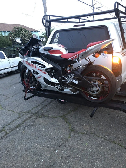 Black Widow Heavy Duty Motorcycle Carrier | Model MCC-600 | Track Size 79" x 7.75" | Capacity 600 lb | For Class III & IV Hitches