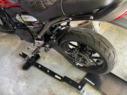 Black Widow Compact Adjustable Motorcycle Dolly | Model MC-ADJ-DOLLY | Width 22.5" | Capacity 800 lb | For Dirt Bikes & Medium Motorcycles