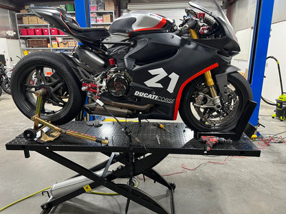 Black Widow Pneumatic Motorcycle Lift Table | Model BW-1000A | Platform Size 78.75" x 24" | 90 To 100 PSI Air | For Touring, Cruiser & Sport Bikes