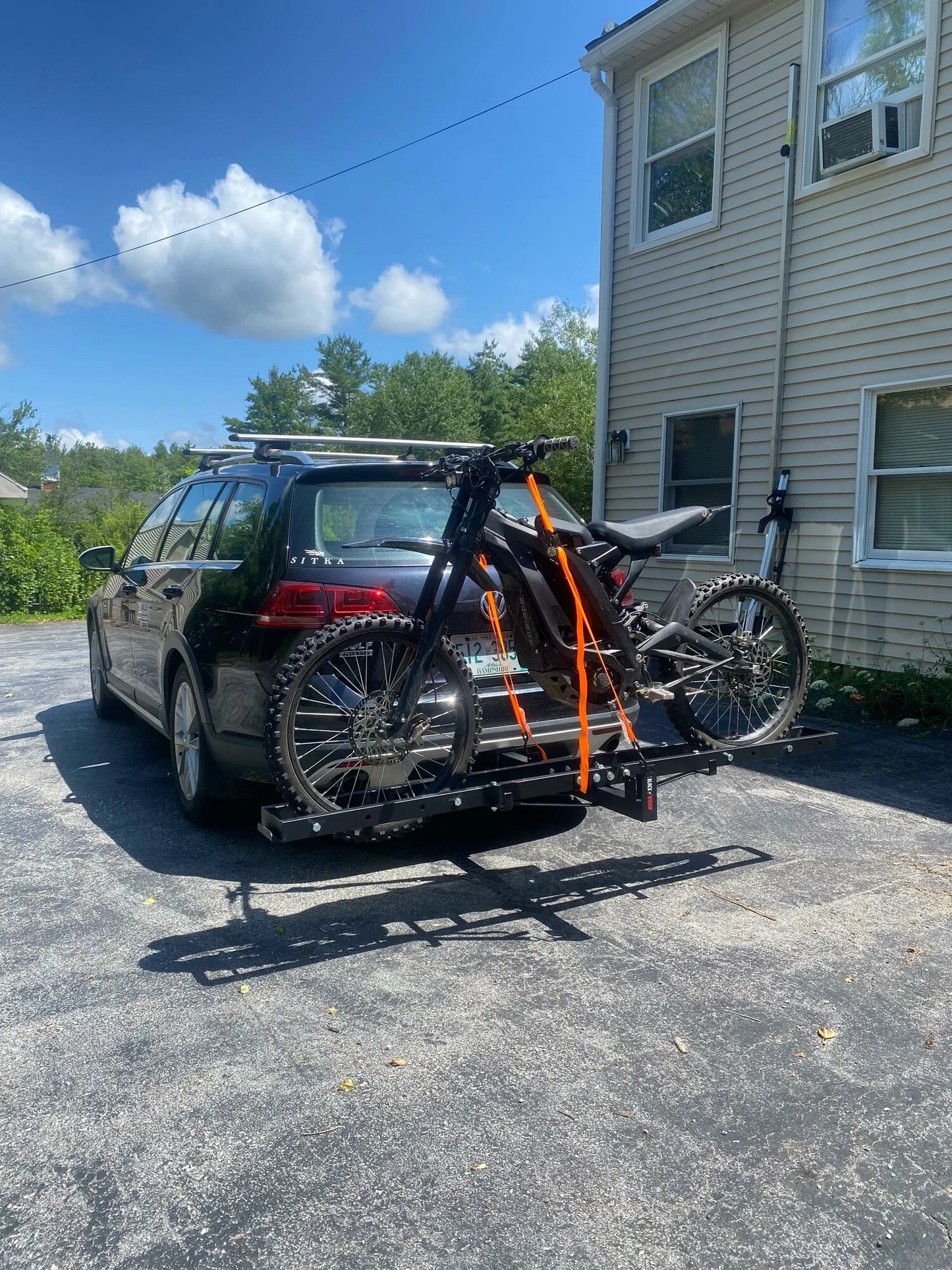 Black Widow Compact Dirt Bike Carrier | Model MCC-300 | Track Size 77" x 7" | Capacity 300 lb | For 2" Class III & IV Hitch Vehicles