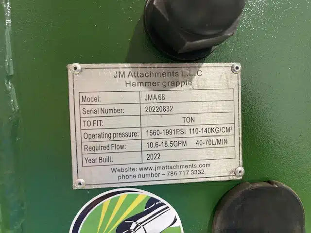 JMA Attachments Post Driver Hammer | Model JMA-68 GND | Energy Class 800 Joules | For 5 – 10 Tons Mini Excavators & Skid Steers