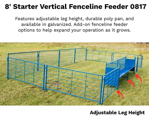 Sydell Starter Vertical Fenceline Feeder | #0815P & #0817P | Size 49 1/4" & 97 1/4" | For Sheep & Goats