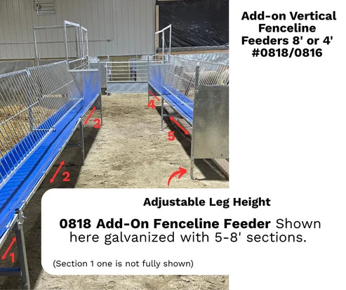 Sydell Add-on Vertical Fenceline Feeder | #0816P & #0818P | Size 25.5" & 97.25" | For Sheep & Goat