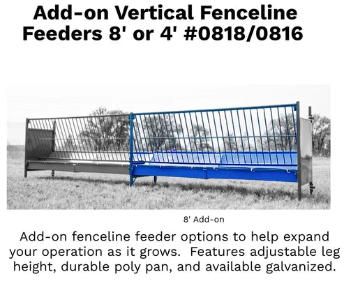 Sydell Add-on Vertical Fenceline Feeder | #0816P & #0818P | Size 25.5" & 97.25" | For Sheep & Goat