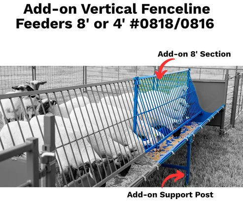 Sydell Add-on Vertical Fenceline Feeder | #0816P & #0818P | Size 25.5" & 97.25" | For Sheep & Goat