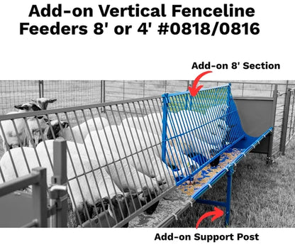 Sydell Add-on Vertical Fenceline Feeder | #0816P & #0818P | Size 25.5" & 97.25" | For Sheep & Goat