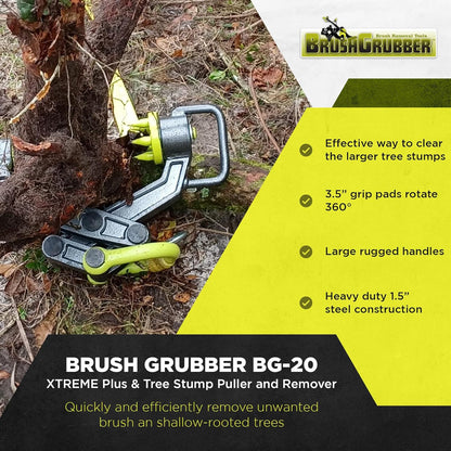 Brush Grubber™ HD Tree & Stump Remover | Xtreme Plus (BG‑20) | Capacity 6" Diameter