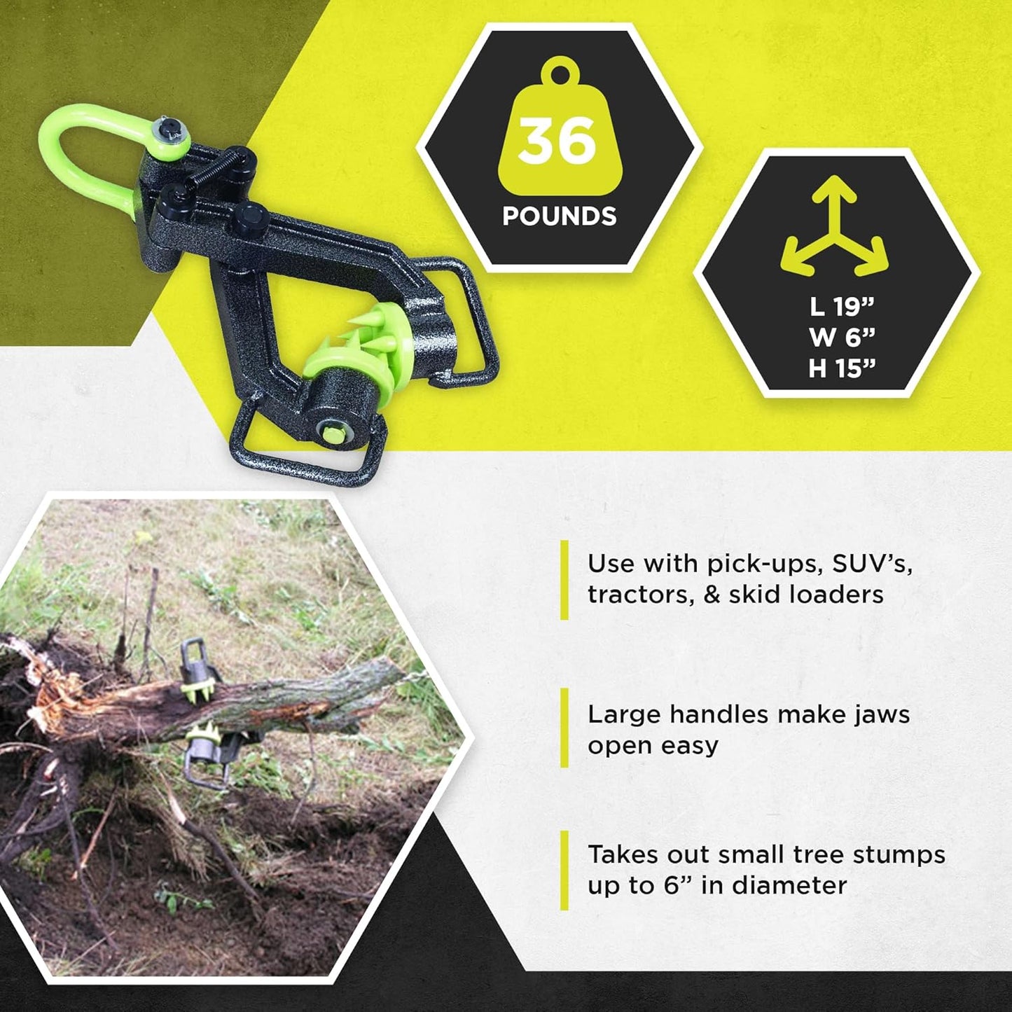 Brush Grubber™ HD Tree & Stump Remover | Xtreme Plus (BG‑20) | Capacity 6" Diameter