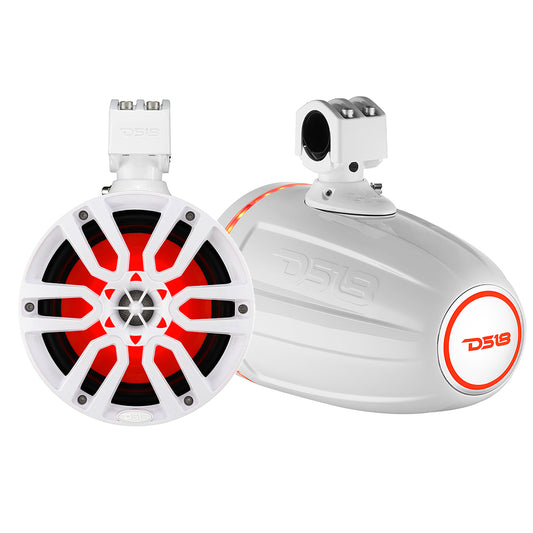 DS18 X Series HYDRO 8" Wakeboard Pod Tower Speaker w/RGB LED Light - 375W - White [NXL-X8TP/WH]