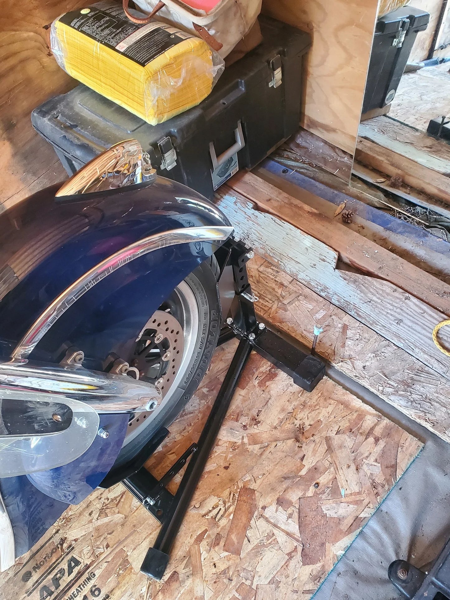 Black Widow Deluxe Adjustable Motorcycle Wheel Chock | Model BW-CH-DX2-V2 | Size 20" Wide | For Garage, Trailer & Pickup Beds