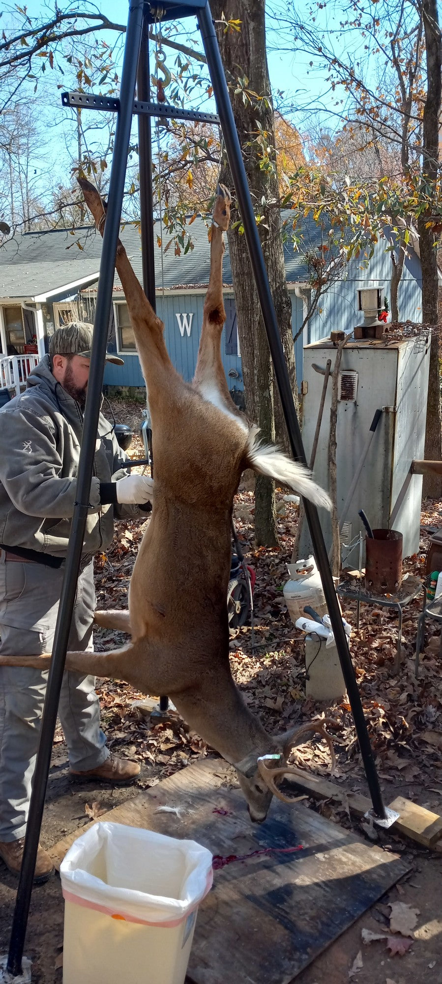 KShot Tripod Game Hoist W/ Gambrel | Model DRC-DTP-V2 | Height 107" | Capacity 500 lb | For Hunting & Field Dressing