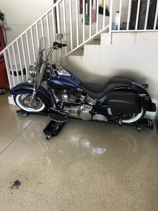 Black Widow Cruiser & Chopper Motorcycle Dolly | Model CRUISER-DOLLY | Track Size 94" x 8" | Capacity 1,250 lb | For Cruiser & Chopper Motorcycles