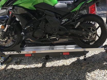 Black Widow Heavy Duty Motorcycle Carrier | Model SMC-600R | Size 78.75" L x 8" W | Capacity 600 lb | Class III/IV 2" Hitch | Horsepower 4 To 90+ HP | For Trucks, SUVs, & Vans