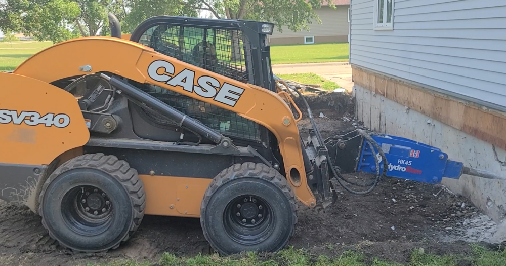 HydroRam HK45 Skid Steer Hydraulic Hammer | Overall Length 70.4" | For 10.6-18.5 GPM Mini Skid Steers
