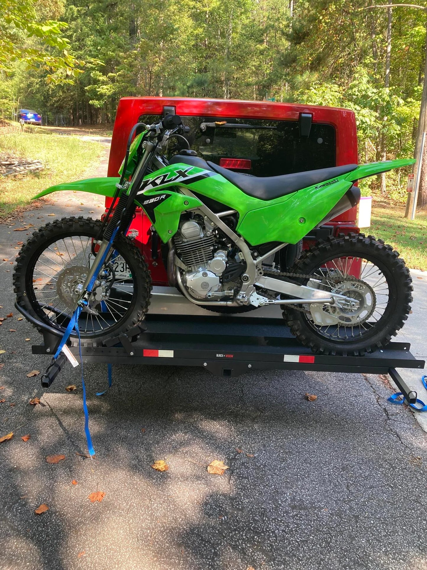 Black Widow Heavy Duty Motorcycle Carrier | Model MCC-600 | Track Size 79" x 7.75" | Capacity 600 lb | For Class III & IV Hitches