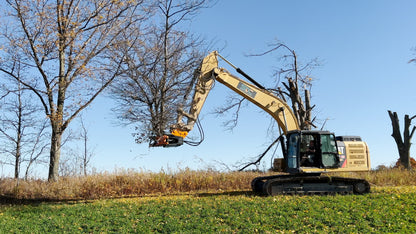 MDE Machinery Tree Shear With Buncher & Tilt |  6" To 21.5" Cutting Capacity | For Excavator