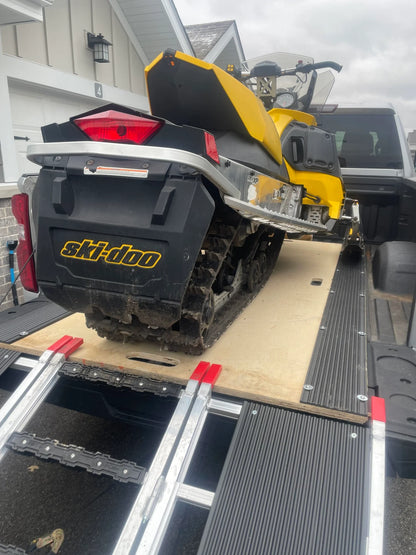 Black Widow Black Ice Folding Snowmobile Ramp w/ Extension & Stud Protectors | Model SNO-9454-HDXW-EXT-S | Size 7' 10" x 54" | Capacity 1,500 lb | For Snowmobile Loading