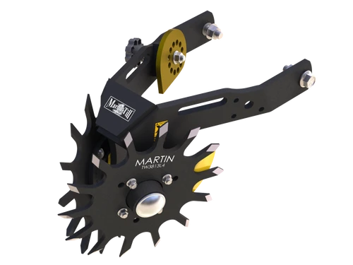 Martin-Till 1345 Floating Row Cleaner | 13" Spike or Razor Wheels | 45° Heavy-Duty Frame | For JD, Kinze, White, Harvest, Case IH 2000