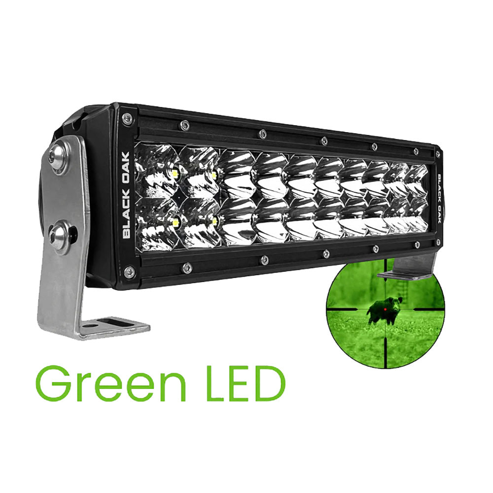 Black Oak 10" Green LED Hog Hunting Light Bar - Combo Optics - Black Housing - Pro Series 3.0 [10G-D3OS]