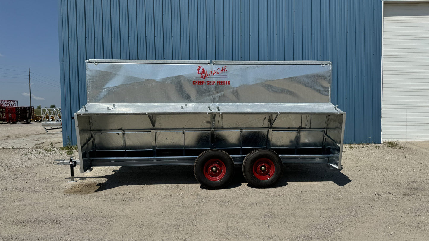 Apache Equipment 300 Creep/Self Feeder | Length 16' | Capacity 300 Bushel | Portable & Skid | Heavy‑Duty Steel & Galvanized Options | For Daily Feeding Pressure