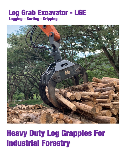 Mazio Forestry Tools Heavy Duty Log Grapple |  LGE-200 To LGE-700 Model | Operating Weight 3-26 Ton | For Excavators