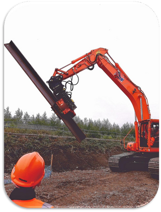 Mazio Vibro Hammer Pile Driver | DH Series | Width 43.3"-56" | Machine Size 14-45 Tons | For Excavators