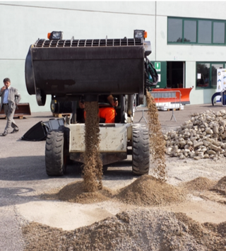 Mazio Side & Central Discharge Dual Cement Mixer Bucket | Mixer Dual Series | Width 50.6"-85" | Hydraulic Flow Range 8-30 GPM | For Skid Steers