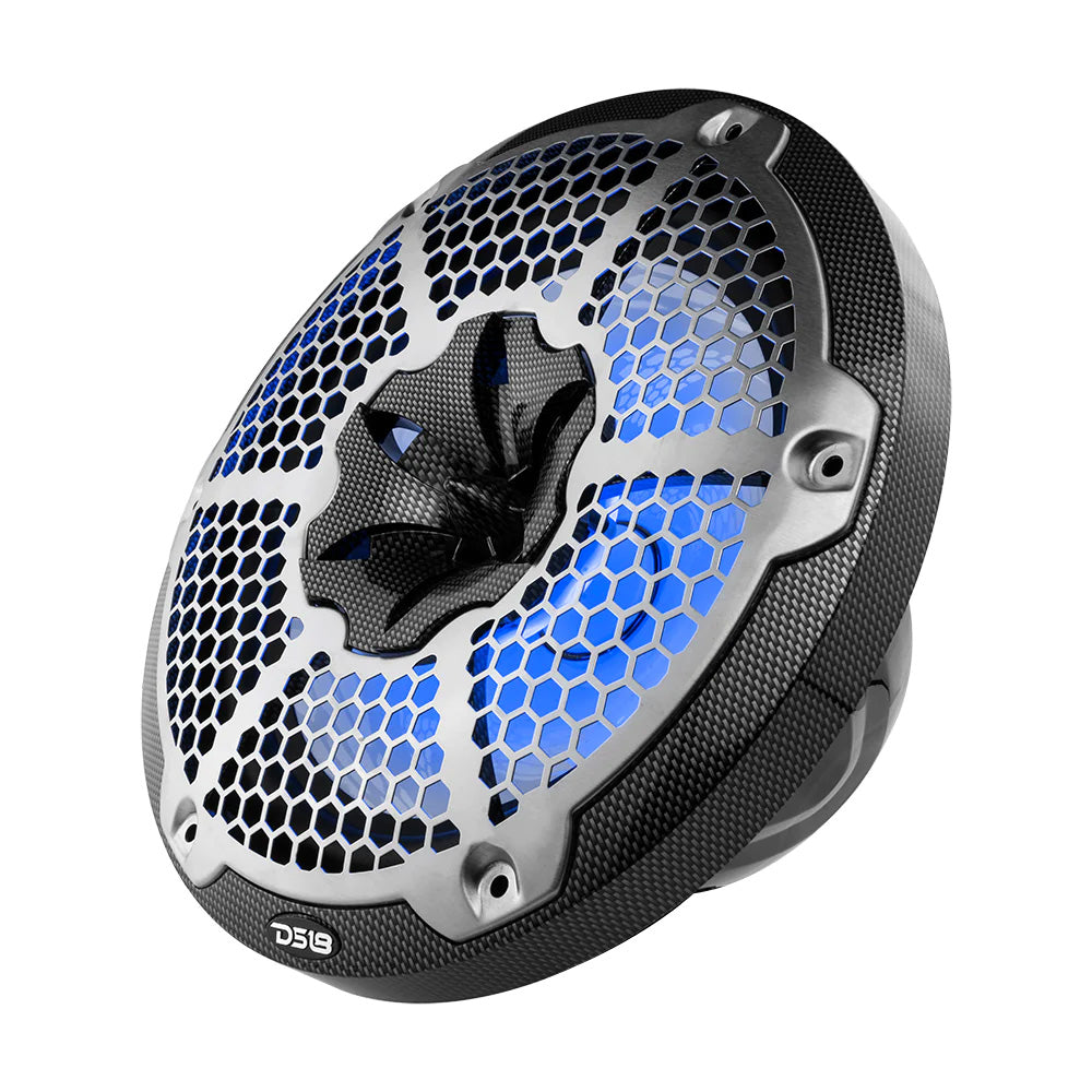 DS18 HYDRO 10" 2-Way Speakers w/Bullet Tweeter  Integrated RGB LED Lights - Carbon Fiber [CF-10M]