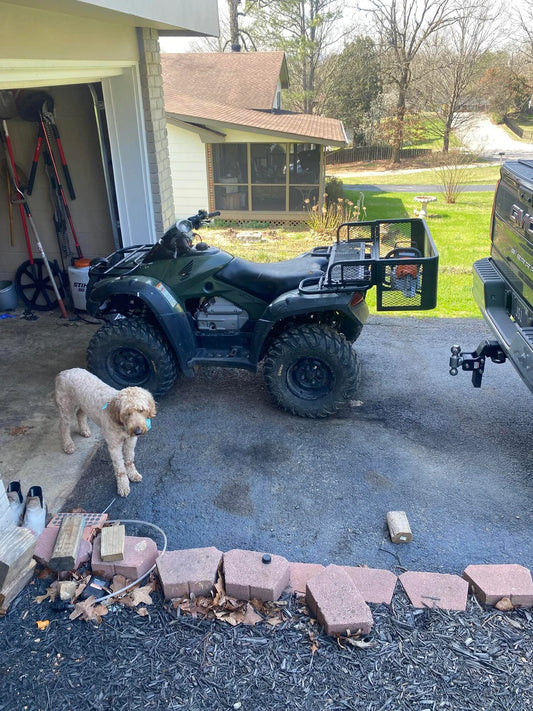 Black Widow Universal Deluxe Steel Mesh ATV Rear Drop Basket Rack | Model ATVDB-1004 | Size 41" L x 14" W | Capacity 300 lb. | Horsepower 4 To 90+ HP | For ATV & UTV Cargo Hauling