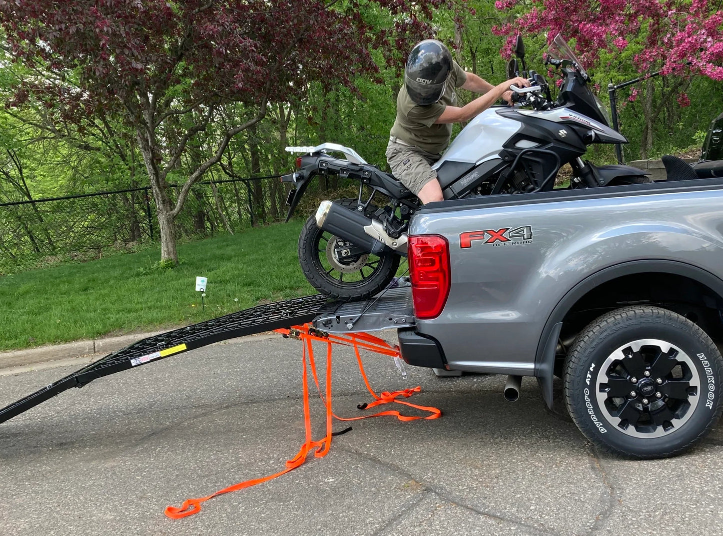 Black Widow Heavy-Duty Folding Arched Motorcycle Ramp | Models BW-12040-HD & BW-14440-HD | Size 40" Wide | Capacity 1,500 lb | For Street, Touring & Cruiser Motorcycles