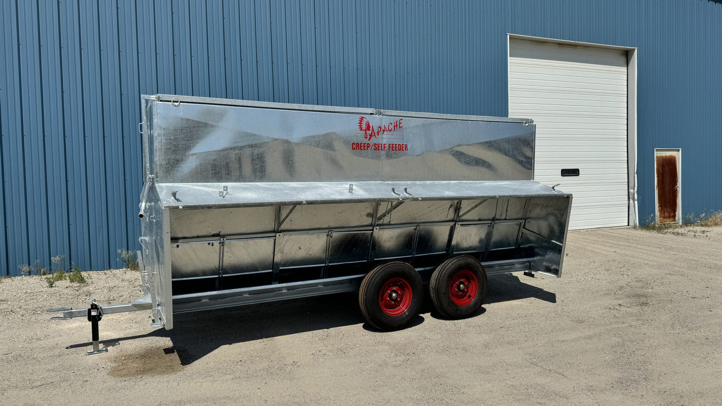 Apache Equipment 300 Creep/Self Feeder | Length 16' | Capacity 300 Bushel | Portable & Skid | Heavy‑Duty Steel & Galvanized Options | For Daily Feeding Pressure