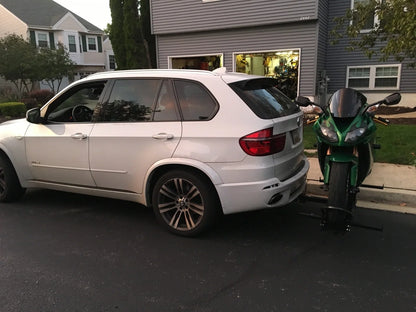 Black Widow Heavy Duty Motorcycle Carrier | Model MCC-600 | Track Size 79" x 7.75" | Capacity 600 lb | For Class III & IV Hitches