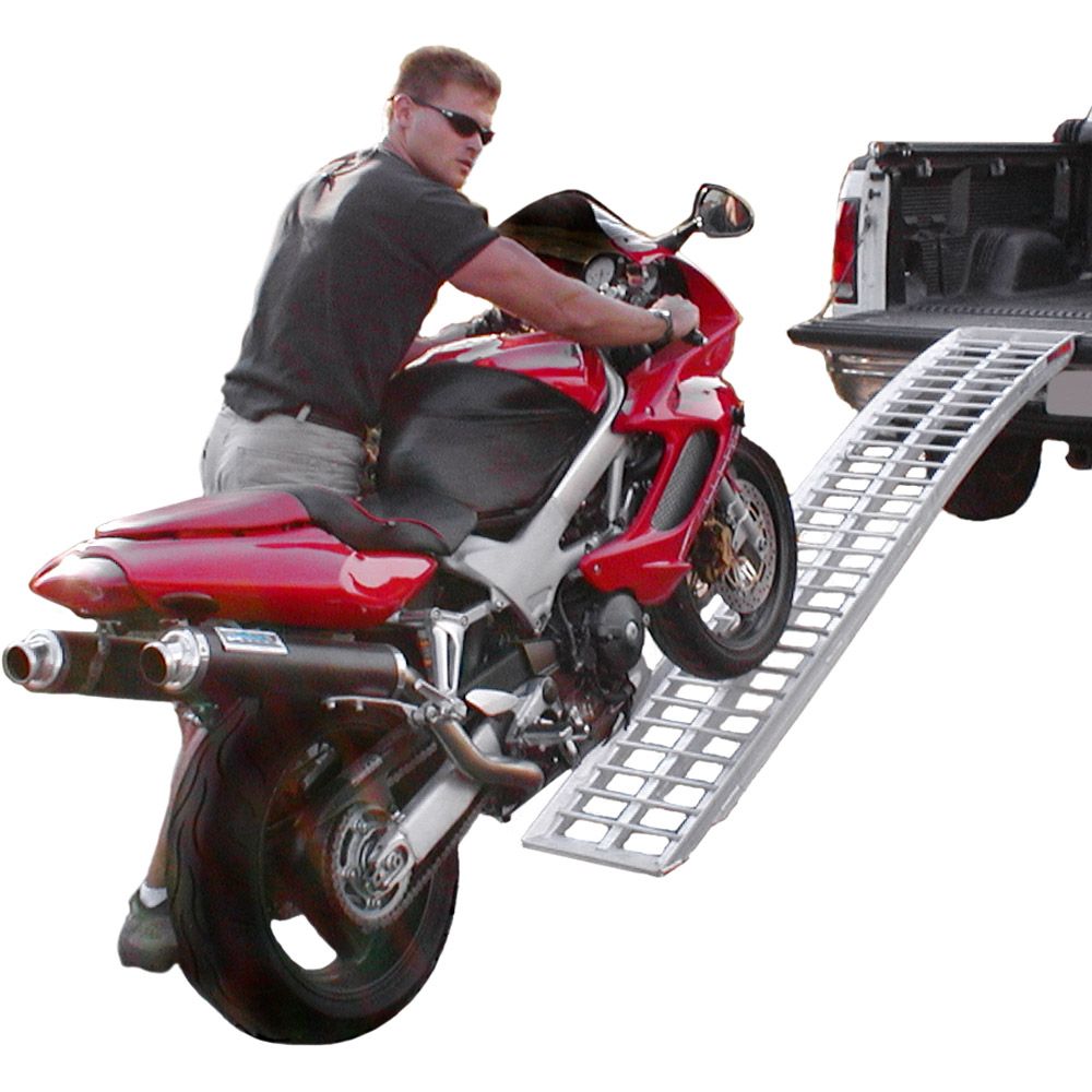 Black Widow Arched Wide Motorcycle Ramp | Model A-8416-1500-1 | Width 16" length 7' | Capacity 1,500 lb | Horsepower 4 To 90+ HP | For Trucks & Trailers