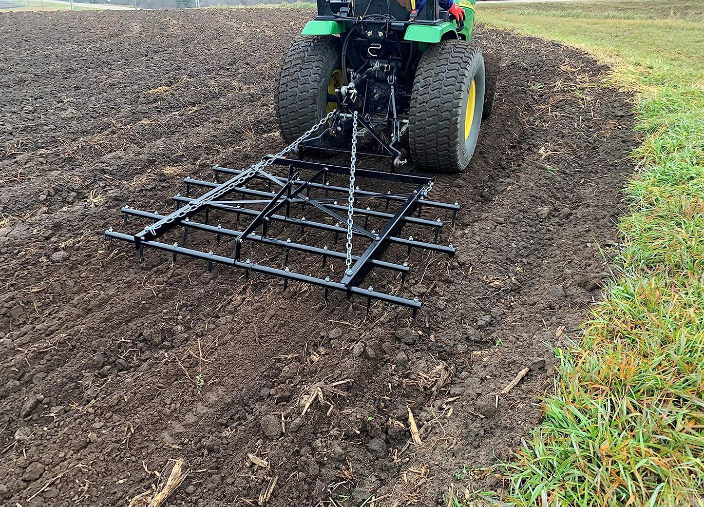 Field Tuff 3PT 6' Spike Drag Harrow – 72" Working Width, Category 1 Compatible For Tractor