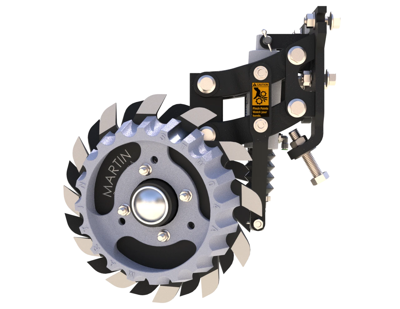 Martin-Till ACCR Floating Row Cleaner | 60° Wide Frame | Air Cylinder & Razor Wheels | For High-Speed Planters & Narrow Row Spacing